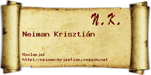 Neiman Krisztián névjegykártya